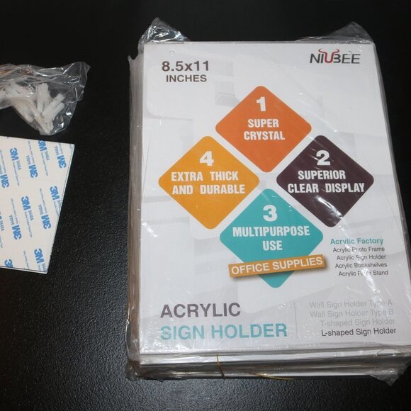 Acrylic sign holder 8.5x11 pack of 10 total box shows wear contents fine - Picture 3 of 5